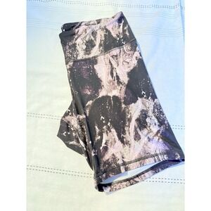 Old Navy Active PowerPress High Rise Bike Shorts XL Black Purple Marble Go-Dry